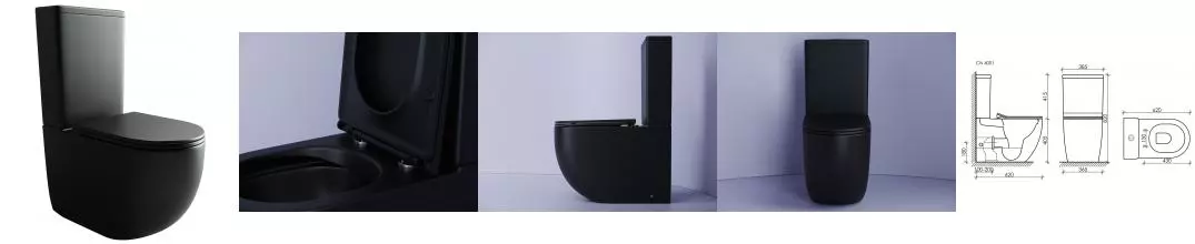Унитаз компакт безободковый «Ceramica Nova» Metropol Rimless CN4001-BMB/CN4001-TMB чёрный матовый с сиденьем дюропласт с микролифтом чёрное Унитаз компакт безободковый «Ceramica Nova» Metropol Rimless CN4001-BMB/CN4001-TMB чёрный матовый с сиденьем дюропласт с микролифтом чёрное