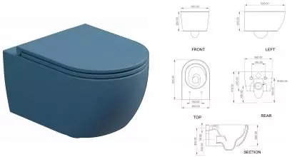 Подвесной унитаз безободковый «GSG» Like Eco Clean LKWCSOECBI000/027/LKCOPRSLTICR027 белый глянцевый/denim матовый с сиденьем дюропласт с микролифтом Подвесной унитаз безободковый «GSG» Like Eco Clean LKWCSOECBI000/027/LKCOPRSLTICR027 белый глянцевый/denim матовый с сиденьем дюропласт с микролифтом