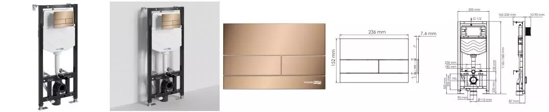 Инсталляция для унитаза с кнопкой «WasserKRAFT» Aller 10TLT.010.ME.RG04 Инсталляция для унитаза с кнопкой «WasserKRAFT» Aller 10TLT.010.ME.RG04