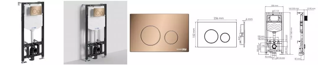 Инсталляция для унитаза с кнопкой «WasserKRAFT» Aller 10TLT.010.ME.RG02 Инсталляция для унитаза с кнопкой «WasserKRAFT» Aller 10TLT.010.ME.RG02