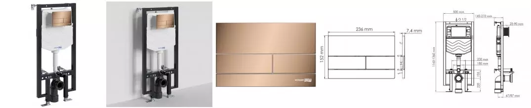 Инсталляция для унитаза с кнопкой «WasserKRAFT» Vils 56TLT.010.ME.RG04