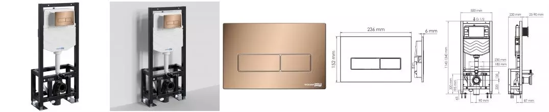 Инсталляция для унитаза с кнопкой «WasserKRAFT» Dill 61TLT.010.ME.RG03