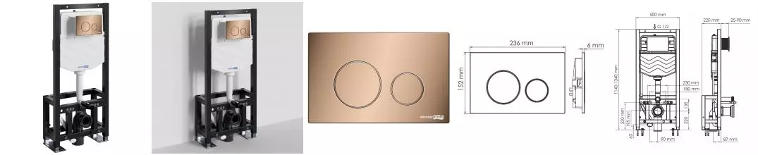 Инсталляция для унитаза с кнопкой «WasserKRAFT» Dill 61TLT.010.ME.RG02