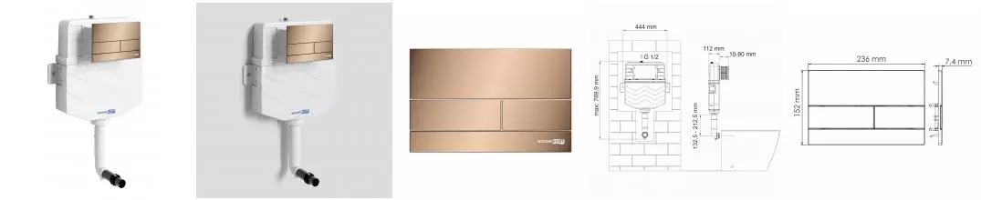 Бачок скрытого монтажа для унитаза «WasserKRAFT» Aller 10TLT.031.ME.RG04 с клавишей смыва Бачок скрытого монтажа для унитаза «WasserKRAFT» Aller 10TLT.031.ME.RG04 с клавишей смыва