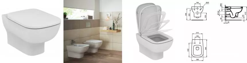 Подвесной унитаз «Ideal Standard» Esedra T281401/T318101 белый с сиденьем дюропласт с микролифтом белое Подвесной унитаз «Ideal Standard» Esedra T281401/T318101 белый с сиденьем дюропласт с микролифтом белое