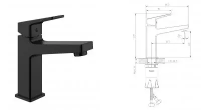 Смеситель для раковины «Raglo» R30.10.06 чёрный матовый