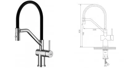 Смеситель для кухонной мойки «Raglo» R86.41.05 сатин/чёрный
