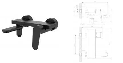 Смеситель для ванны с душем «Raglo» R31.30.06 чёрный матовый Смеситель для ванны с душем «Raglo» R31.30.06 чёрный матовый