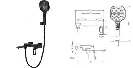 Смеситель для ванны с душем «Raglo» R51.30.06 чёрный матовый