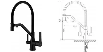 Смеситель для кухни с подключением к фильтру «Raglo» R80.62.06 чёрный матовый