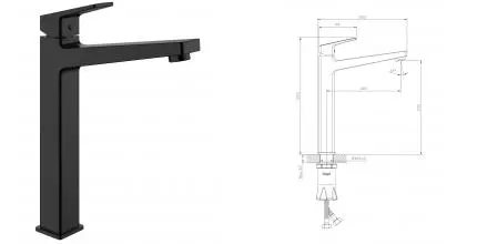 Смеситель для раковины «Raglo» R30.15.06 чёрный матовый