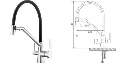 Смеситель для кухни с подключением к фильтру «Raglo» R80.62 хром/чёрный Смеситель для кухни с подключением к фильтру «Raglo» R80.62 хром/чёрный