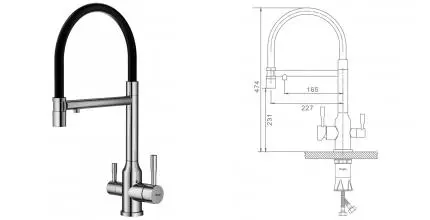 Смеситель для кухни с подключением к фильтру «Raglo» R81.63.05 сатин/чёрный