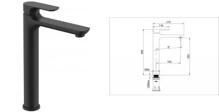 Смеситель для раковины «Raglo» R03.15.06 чёрный матовый Смеситель для раковины «Raglo» R03.15.06 чёрный матовый