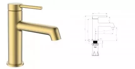 Смеситель для раковины «Raglo» R20.10.03 матовое золото Смеситель для раковины «Raglo» R20.10.03 матовое золото