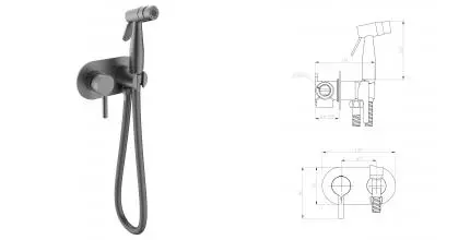 Смеситель с гигиеническим душем «Raglo» R20.52.09 графит Смеситель с гигиеническим душем «Raglo» R20.52.09 графит