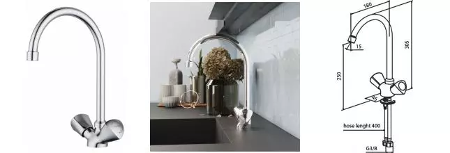 Смеситель для кухонной мойки «Damixa» Object 340000000 хром