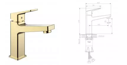 Смеситель для раковины «Raglo» R30.10.03 матовое золото