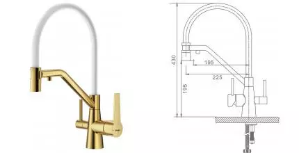Смеситель для кухни с подключением к фильтру «Raglo» R80.62.03 матовое золото/белый