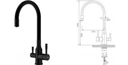 Смеситель для кухни с подключением к фильтру «Raglo» R81.64.06 чёрный матовый