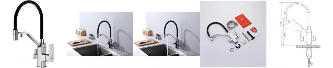 Смеситель для кухни с подключением к фильтру «Raglo» R85.62 хром/чёрный Смеситель для кухни с подключением к фильтру «Raglo» R85.62 хром/чёрный