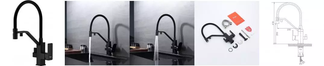 Смеситель для кухни с подключением к фильтру «Raglo» R85.62.06 чёрный