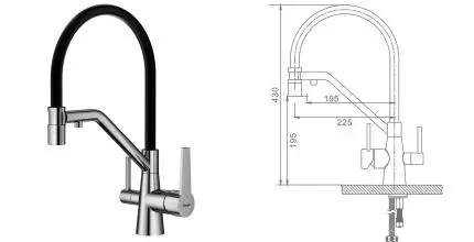 Смеситель для кухни с подключением к фильтру «Raglo» R80.62.05 сатин/чёрный