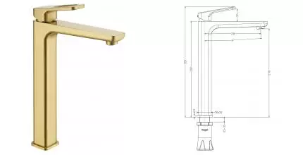 Смеситель для раковины «Raglo» R51.15.03 матовое золото