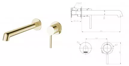 Смеситель для раковины «Raglo» R20.11.03 матовое золото