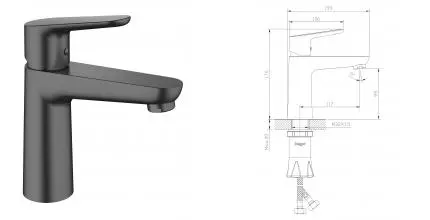 Смеситель для раковины «Raglo» R31.10.09 графит Смеситель для раковины «Raglo» R31.10.09 графит