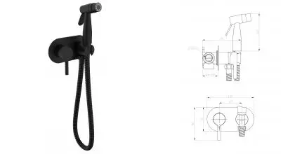 Смеситель с гигиеническим душем «Raglo» R20.52.06 чёрный матовый Смеситель с гигиеническим душем «Raglo» R20.52.06 чёрный матовый