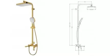 Душевая система «Raglo» R51.24.03 матовое золото