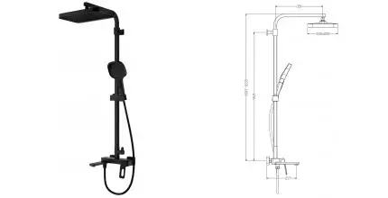 Душевая система «Raglo» R51.24.06 чёрная матовая