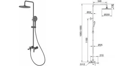 Душевая система «Raglo» R03.24.09 графит Душевая система «Raglo» R03.24.09 графит