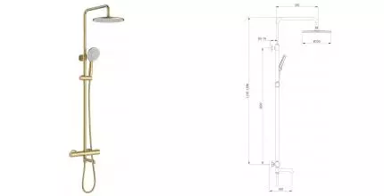Душевая система «Raglo» R20.26.03 с термостатом матовое золото
