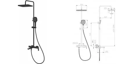 Душевая система «Raglo» R30.24.06 чёрная матовая