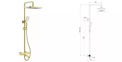 Душевая система «Raglo» R01.26.03 с термостатом матовое золото