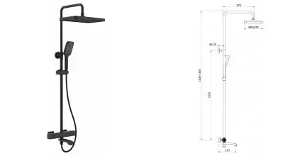 Душевая система «Raglo» R01.26.06 с термостатом чёрная матовая