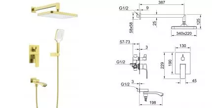 Душевая система «Raglo» R01.27.03 матовое золото