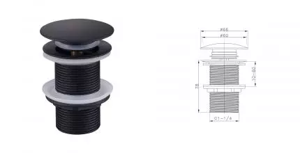 Донный клапан для раковины «Raglo» R600.02.06 с механизмом Клик-Клак чёрный