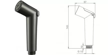 Ручная гигиеническая лейка «Raglo» R460.01.06 чёрная матовая