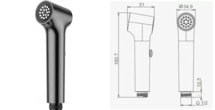 Ручная гигиеническая лейка «Raglo» R460.05.09 графит Ручная гигиеническая лейка «Raglo» R460.05.09 графит