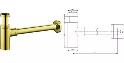 Сифон для раковины «Raglo» R600.20.23 золото