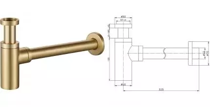 Сифон для раковины «Raglo» R600.20.03 матовое золото