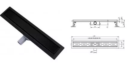 Душевой лоток «Raglo» 700 R652.70.06 боковой выпуск чёрный матовый/под плитку Душевой лоток «Raglo» 700 R652.70.06 боковой выпуск чёрный матовый/под плитку