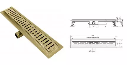 Душевой лоток «Raglo» 800 R650.80.03 боковой выпуск матовое золото 