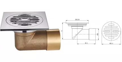 Трап для душа «Raglo» 100/100 R605.10 боковой выпуск хром Трап для душа «Raglo» 100/100 R605.10 боковой выпуск хром