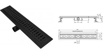 Душевой лоток «Raglo» 500 R650.50.06 боковой выпуск чёрный матовый Душевой лоток «Raglo» 500 R650.50.06 боковой выпуск чёрный матовый