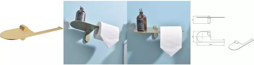 Держатель для туалетной бумаги «Raglo» R300.03.03 на стену матовое золото