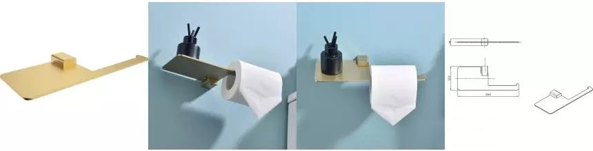 Держатель для туалетной бумаги «Raglo» R301.03.03 на стену матовое золото